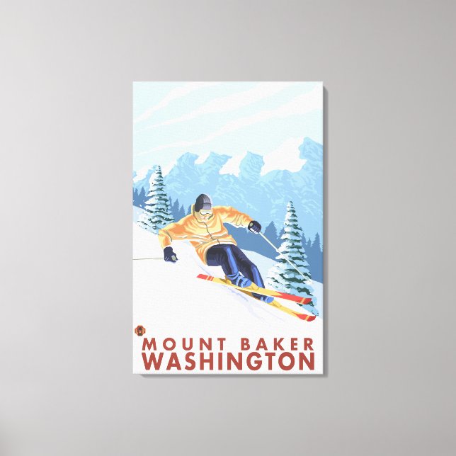 Downhhill Snow Skier - Mount Baker, Washington Canvas Print (Front)