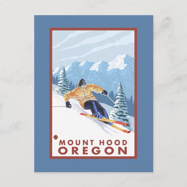 Downhhill Snow Skier - Mount Hood, Oregon Postcard (Front)