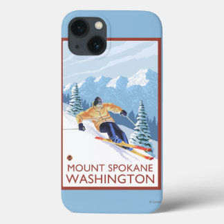 Downhhill Snow Skier - Mount Spokane, iPhone 13 Case