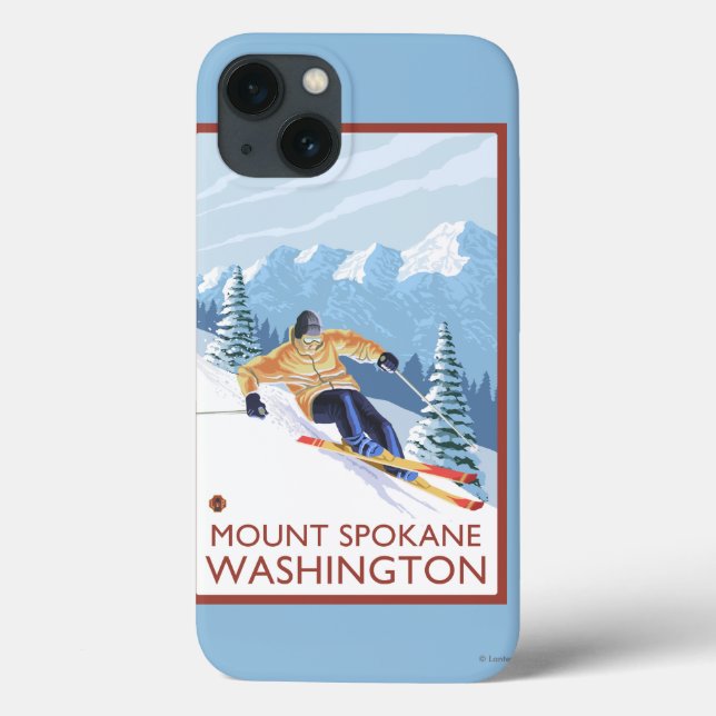 Downhhill Snow Skier - Mount Spokane, Case-Mate iPhone Case (Back)