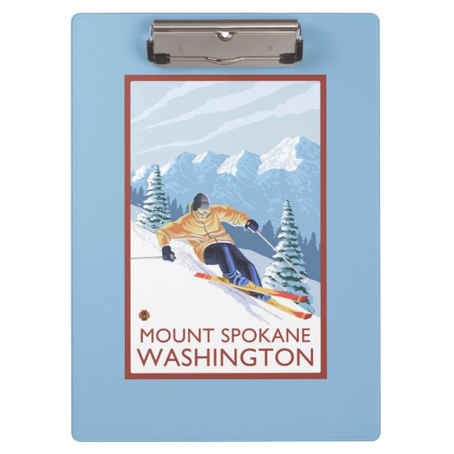 Downhhill Snow Skier - Mount Spokane, Clipboard (Front)