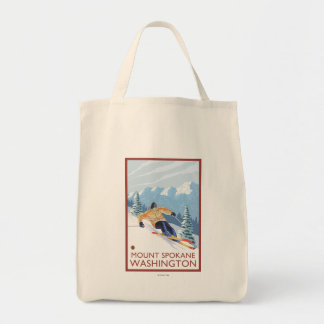 Downhhill Snow Skier - Mount Spokane, Tote Bag