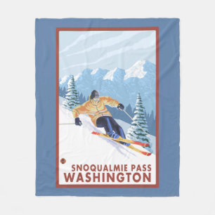 Downhhill Snow Skier - Snoqualmie Pass, WA Fleece Blanket