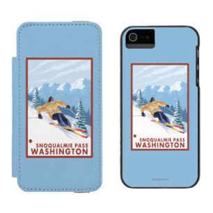 Downhhill Snow Skier - Snoqualmie Pass, WA Incipio Watson™ iPhone 5 Wallet Case