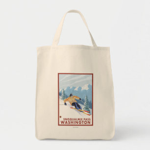 Downhhill Snow Skier - Snoqualmie Pass, WA Tote Bag