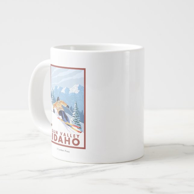 Downhhill Snow Skier - Sun Valley, Idaho Large Coffee Mug (Front Left)