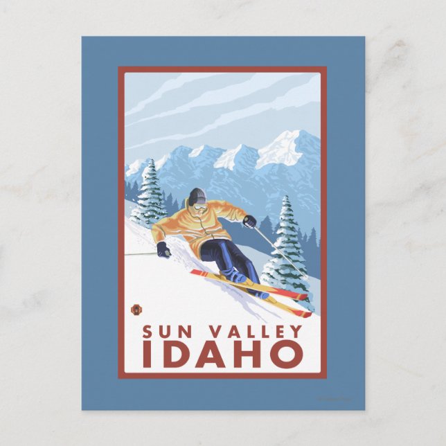 Downhhill Snow Skier - Sun Valley, Idaho Postcard (Front)