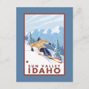 Downhhill Snow Skier - Sun Valley, Idaho Postcard
