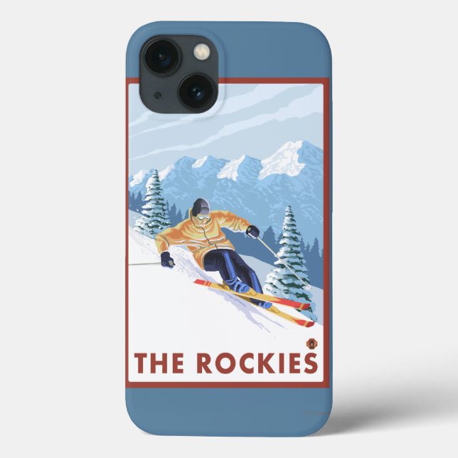 Downhhill Snow Skier - The Rockies Case-Mate iPhone Case (Back)