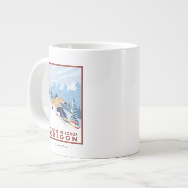 Downhhill Snow Skier - Timberline Lodge, Oregon Large Coffee Mug (Front Left)