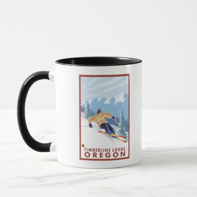 Downhhill Snow Skier - Timberline Lodge, Oregon Mug (Left)