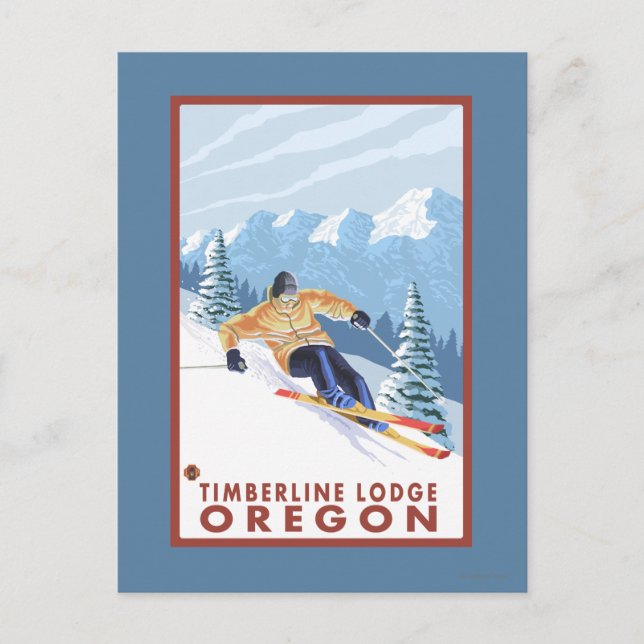 Downhhill Snow Skier - Timberline Lodge, Oregon Postcard (Front)