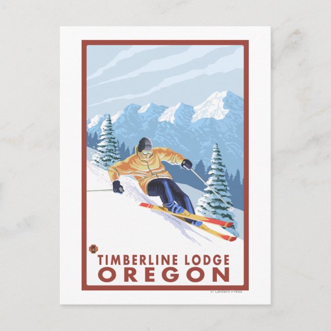 Downhhill Snow Skier - Timberline Lodge, Oregon Postcard (Front)