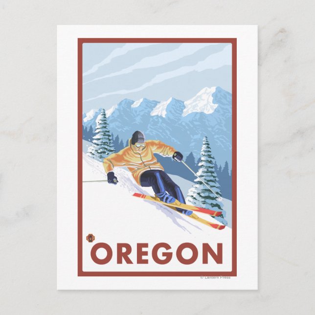 Downhhill Snow Skier- Vintage Travel Poster 2 Postcard (Front)