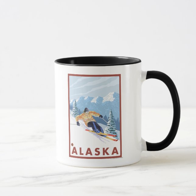 Downhhill Snow Skier- Vintage Travel Poster Mug