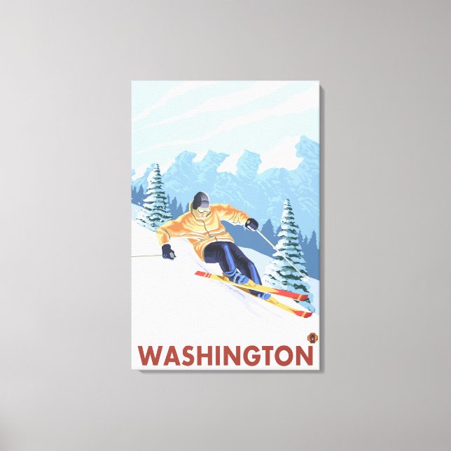 Downhhill Snow Skier - Washington Canvas Print (Front)