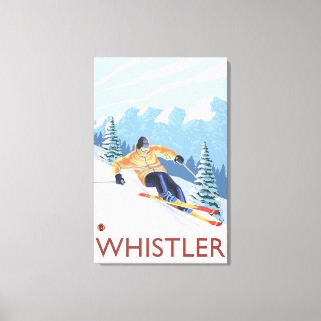 Downhhill Snow Skier - Whistler, BC Canada Canvas Print (Front)