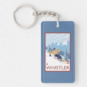 Downhhill Snow Skier - Whistler, BC Canada Keychain