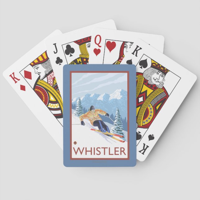 Downhhill Snow Skier - Whistler, BC Canada Playing Cards (Back)