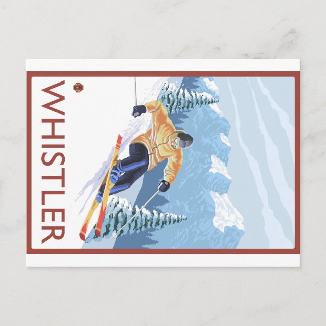 Downhhill Snow Skier - Whistler, BC Canada Postcard (Front)