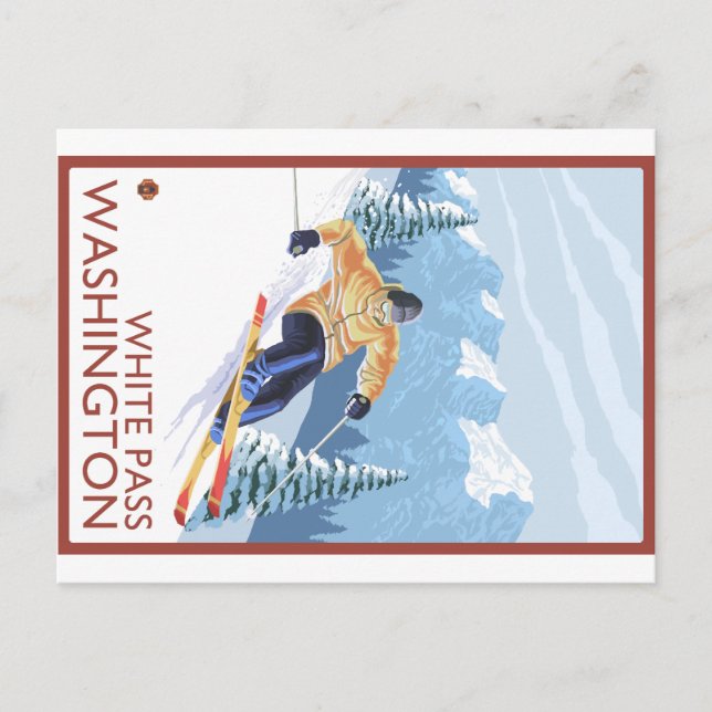 Downhhill Snow Skier - White Pass, Washington Postcard (Front)