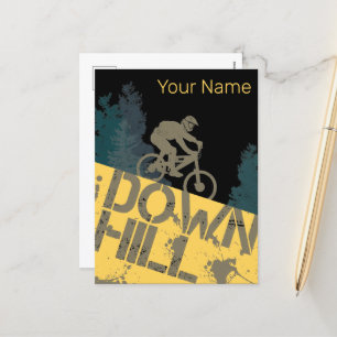 Downhill Biker For Dirt And Bicycle Vintage MTB Holiday Postcard