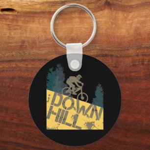 Downhill Biker For Dirt And Bicycle Vintage MTB Keychain