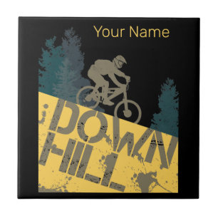 Downhill Biker For Dirt And Bicycle Vintage MTB Tile