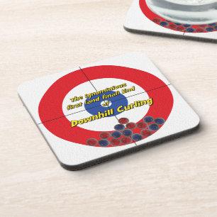 Downhill Curling Fail Coasters - (Red)