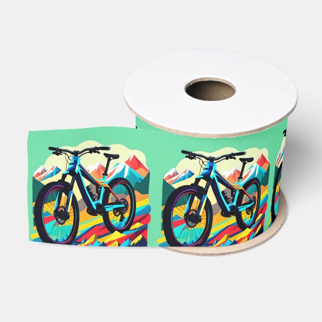 Downhill Mountain bike Bike Art Grosgrain Ribbon (Spool)