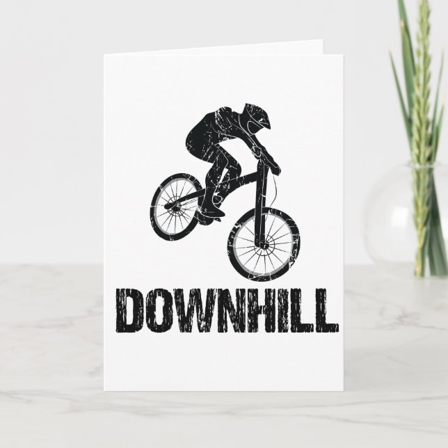 Downhill Mountain Biker Holiday Card (Front)