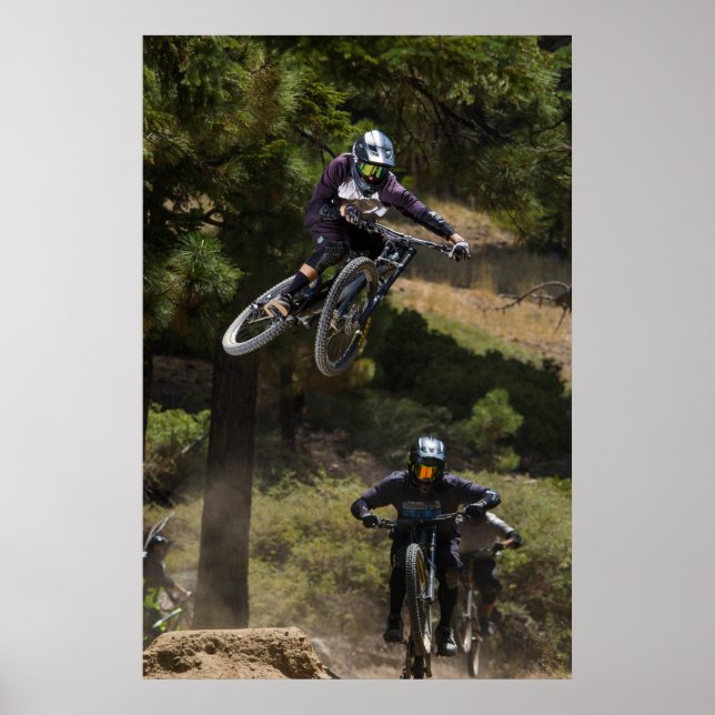 downhill mountain biking jump poster (Front)