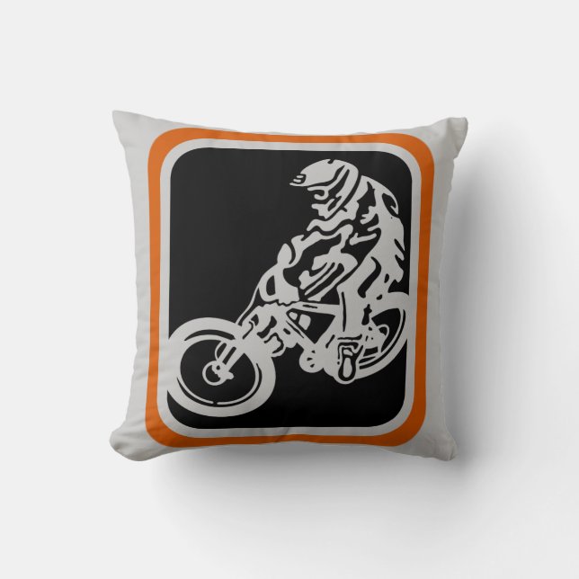 Downhill MTB Throw Pillow (Front)