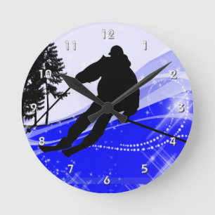 Downhill on the Ski Slope Round Clock