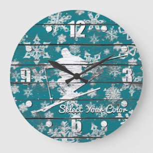 Downhill Ski Personalize Large Clock