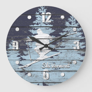 Downhill Ski Personalize Large Clock