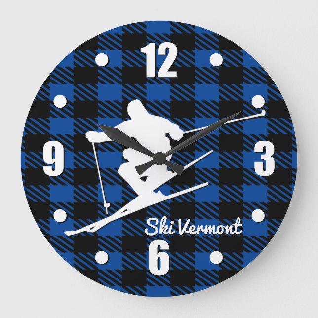 Downhill Ski Personalize Large Clock (Front)