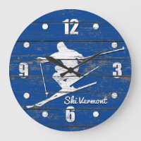 Downhill Ski Personalize Large Clock