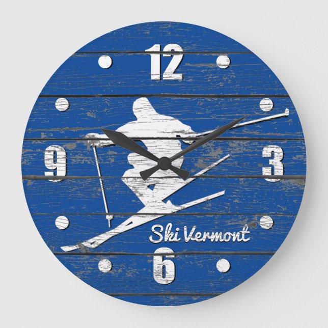 Downhill Ski Personalize Large Clock (Front)