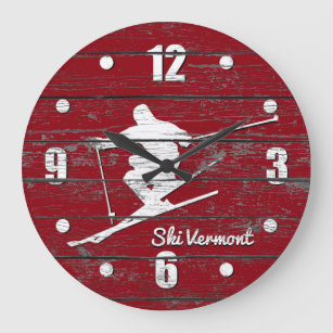 Downhill Ski Personalize Large Clock