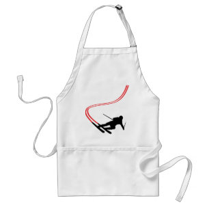downhill ski skiing red track standard apron