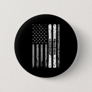 Downhill ski team 4th of july usa american flag 2 inch round button