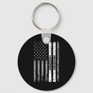 Downhill ski team 4th of july usa american flag keychain