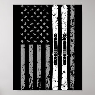 Downhill ski team 4th of july usa american flag poster