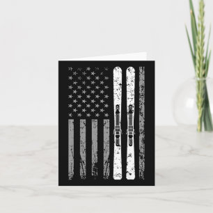 Downhill Ski Team 4th Of July Usa American Flag Sk Card