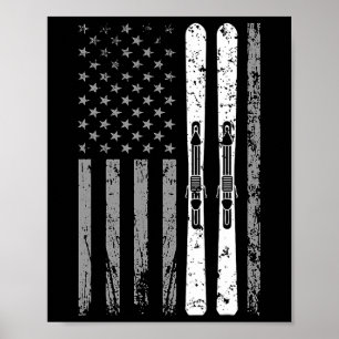 Downhill Ski Team 4th Of July Usa American Flag Sk Poster
