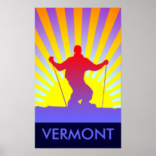 downhill ski vermont poster