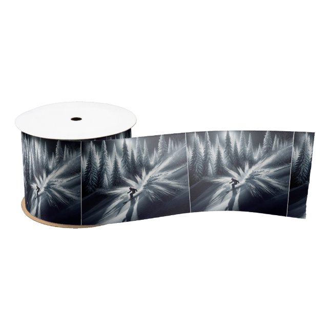 Downhill Skier In the Moonlight Satin Ribbon (Spool)