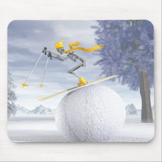 Downhill skier mouse pad