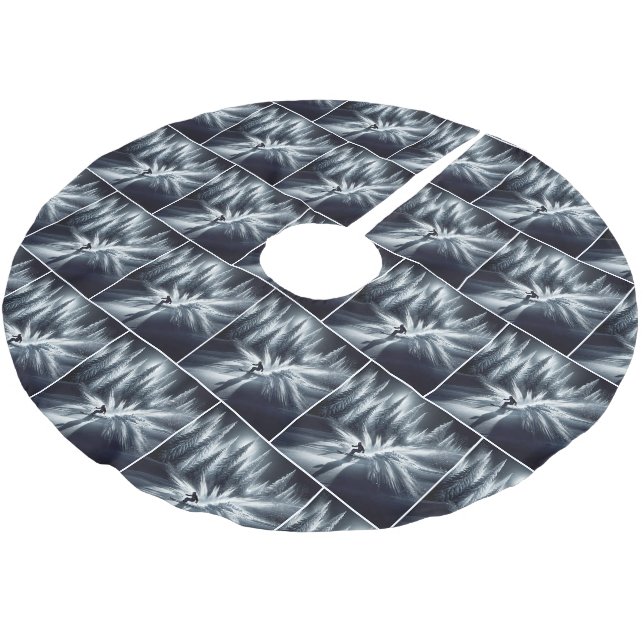 Downhill Skier On a Mountain Brushed Polyester Tree Skirt (Angled)